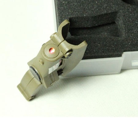 Red laser device for M92 pistol with lateral grooves